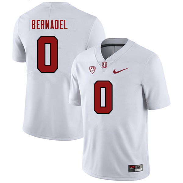 Men #0 Gaethan Bernadel Stanford Cardinal College Football Jerseys Stitched Sale-White